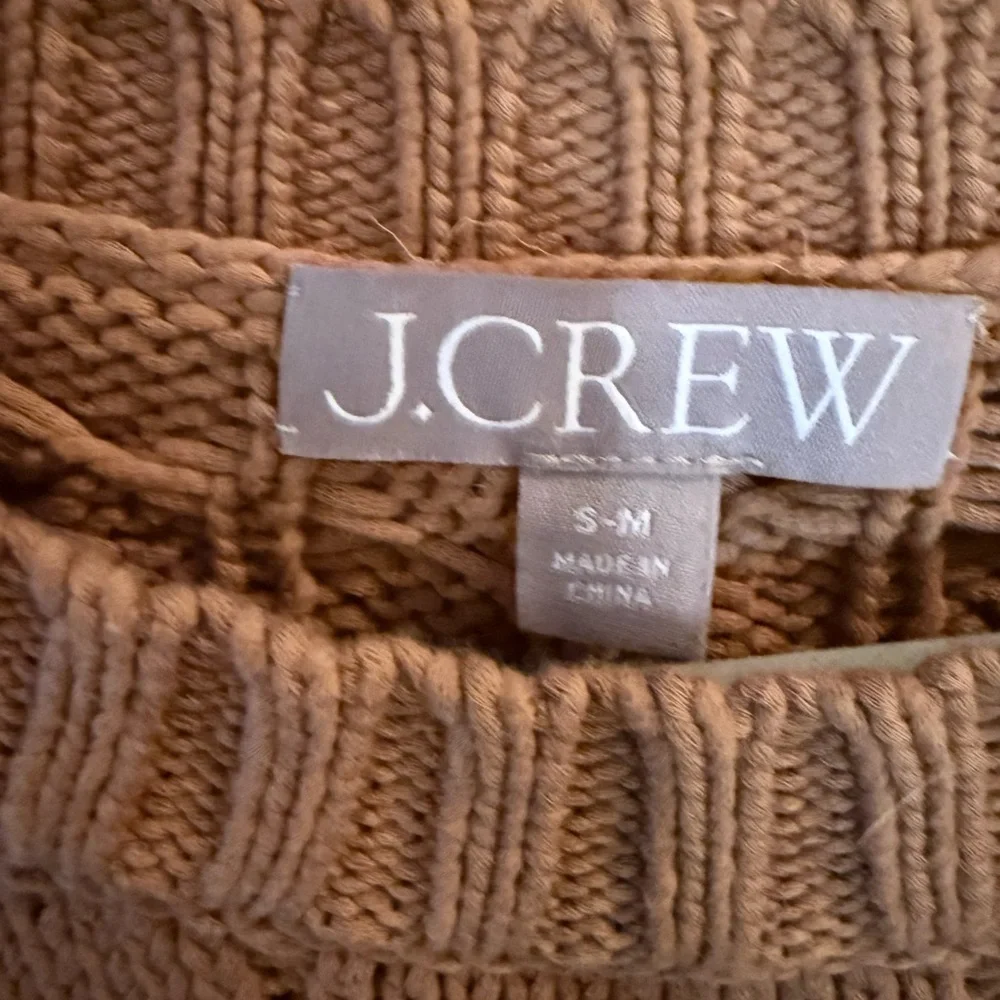 J. Crew Cotton Blend Cable Knit Side Slit Crewneck Sweater size S-M
